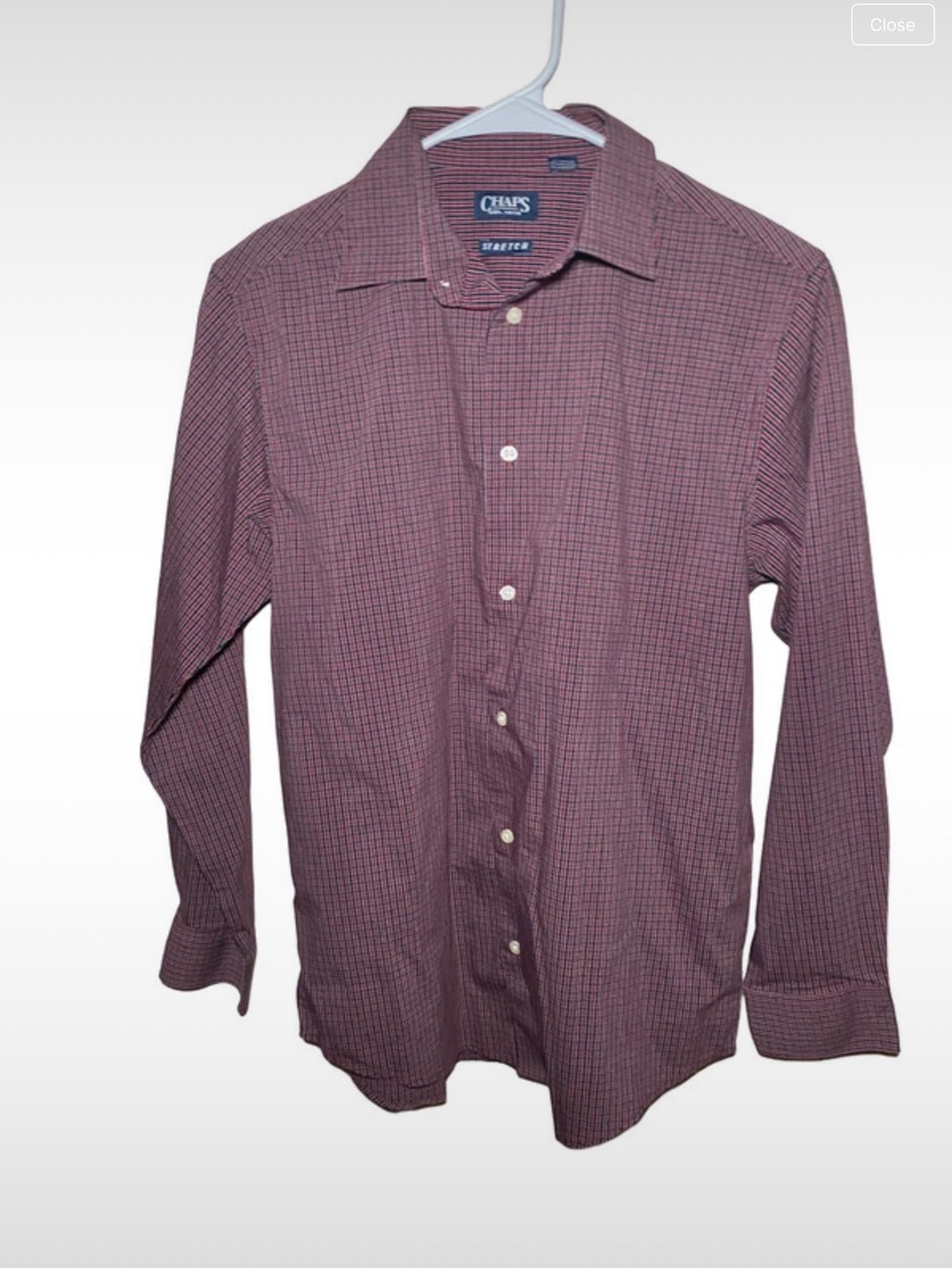 Chaps Men's Burgundy Micro-Check Button-Down Shirt